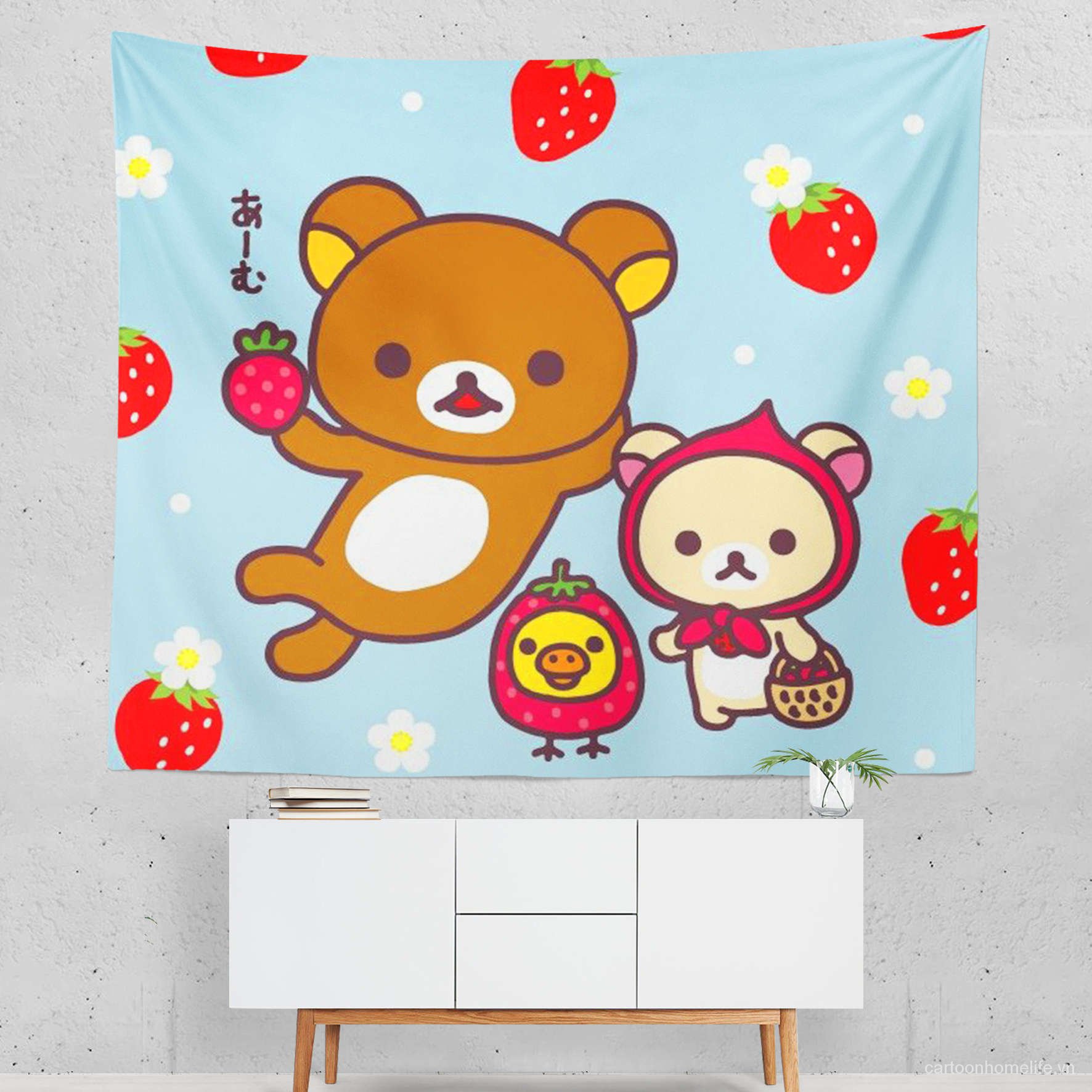 Thảm Treo Tường Trang Trí In Hình Chú Gấu Rilakkuma Dễ Thương