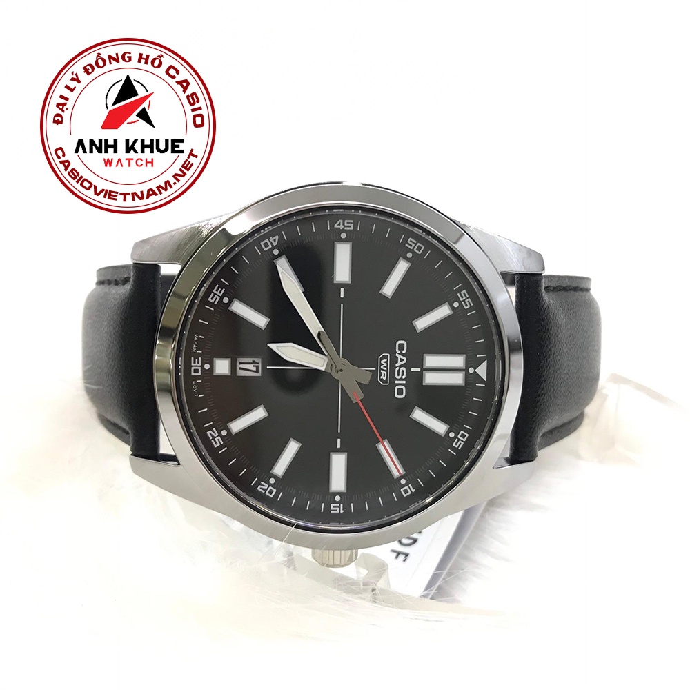 Đồng Hồ Casio Nam MTP-VD02L-1E Dây Da Màu Đen | 3 Kim | Chống Nước