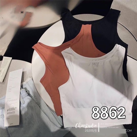 ÁO THUN NỮ croptop Quảng Châu đẹp - ÁO TẬP GYM tập yoga aerobic chất lượng sát nách rộng màu đen trắng da | BigBuy360 - bigbuy360.vn