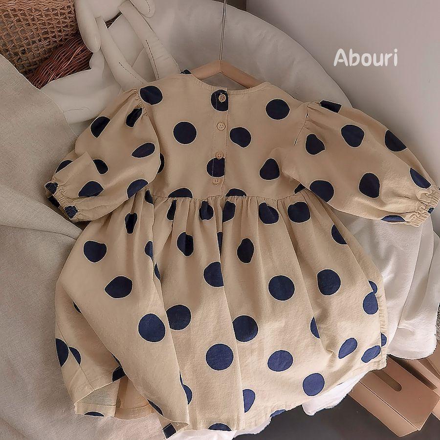 [Babycat] Hàng Có Sẵn Bán Chạy Đầm Chấm Bi Nhỏ Tay Dài Thời Trang Hàn Quốc Nhật Bản Hàn Quốc Cho Bé Gái