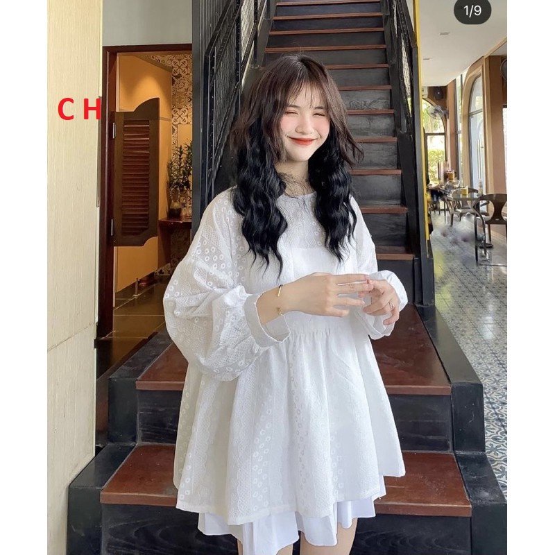 Đầm babydoll cho các nàng siêu cute, chất ren tàu , dáng thụng phong cách giá siêu hạt rẻ, siêu phẩm cho mùa hè cực hot