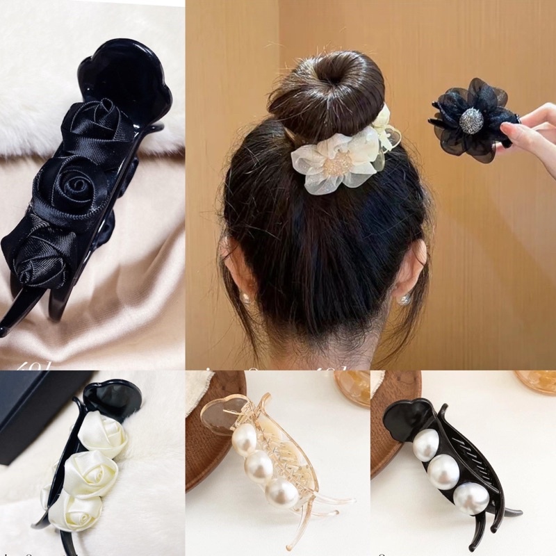 Kẹp Tóc Càng Cua Kẹp Cá Đính Hoa Và Ngọc Nhiều Mẫu Size Dài 8cm