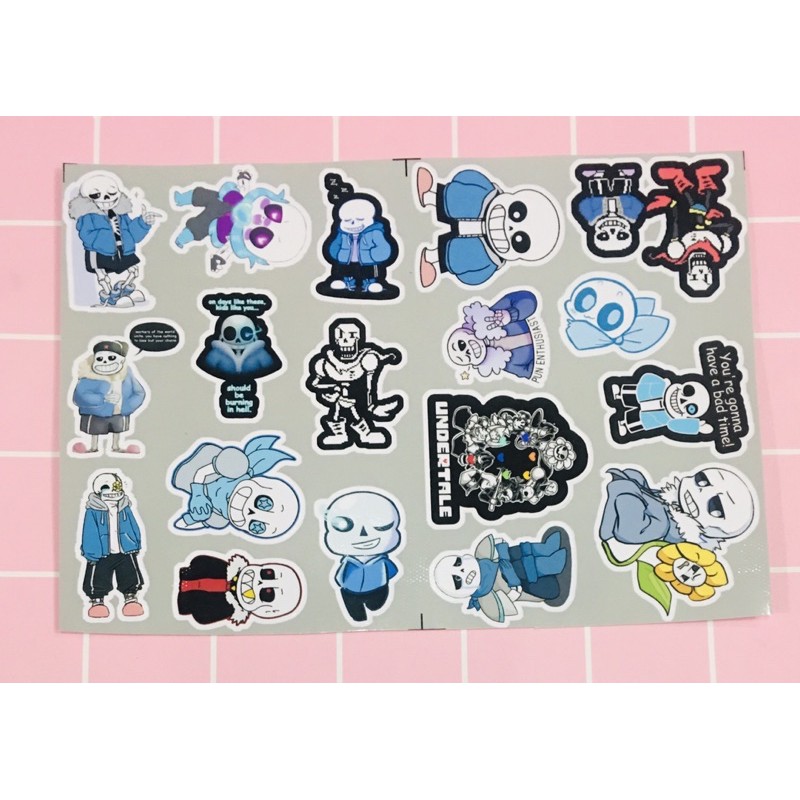 sét 40-60 sticker sans undertale cắt laze ép lụa khác nhau/ hình dán sans undertale