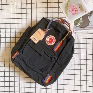 [Chính Hãng] Balo Kanken Classic Black Rainbow (Auth) - Laptop 13-14", In thiếu Logo Hoàng gia