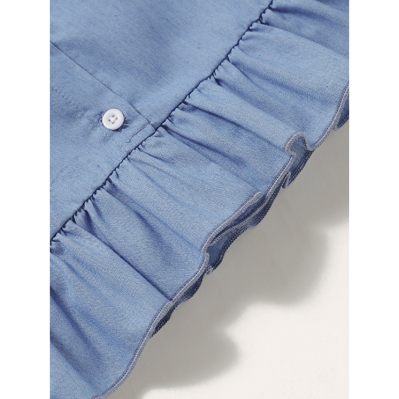 Bộ đồ 2 món MIKRDOO gồm áo hai dây + quần short màu xanh dương cho bé gái sơ sinh