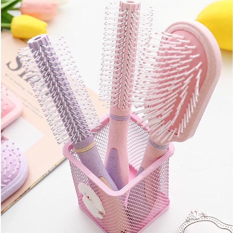 Lược chải tóc xoăn túi khí chải tóc xoăn bồng bềnh màu hồng phong cách Hàn Quốc cho nữ