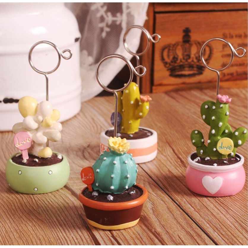 Kẹp Giữ Ảnh Giấy Note Hình Chậu Xương Rồng Mini Siêu Đáng Yêu Ngẫu Nhiên