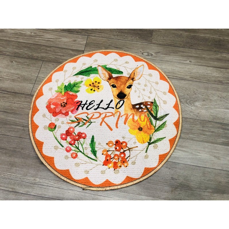 Thảm bali hình tròn dùng để lót ngồi, chùi chân, decor phòng đường kính 35cm