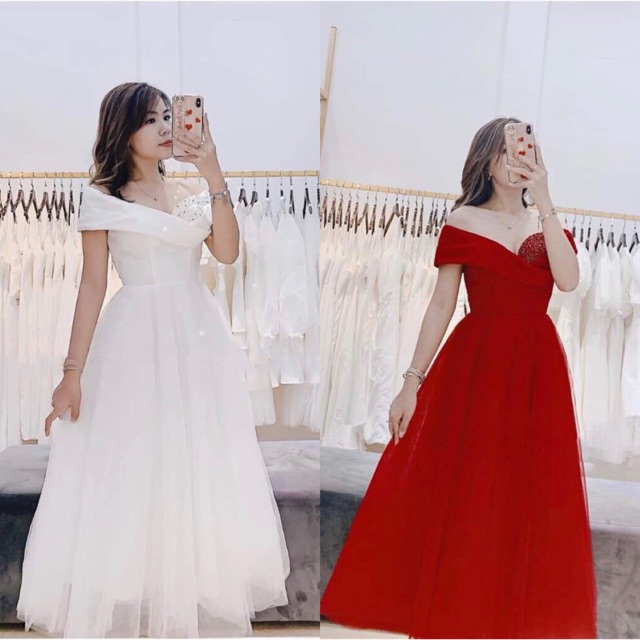 Ảnh và video shop tự quay 1000000%    Đầm xoè trễ vai đính đá