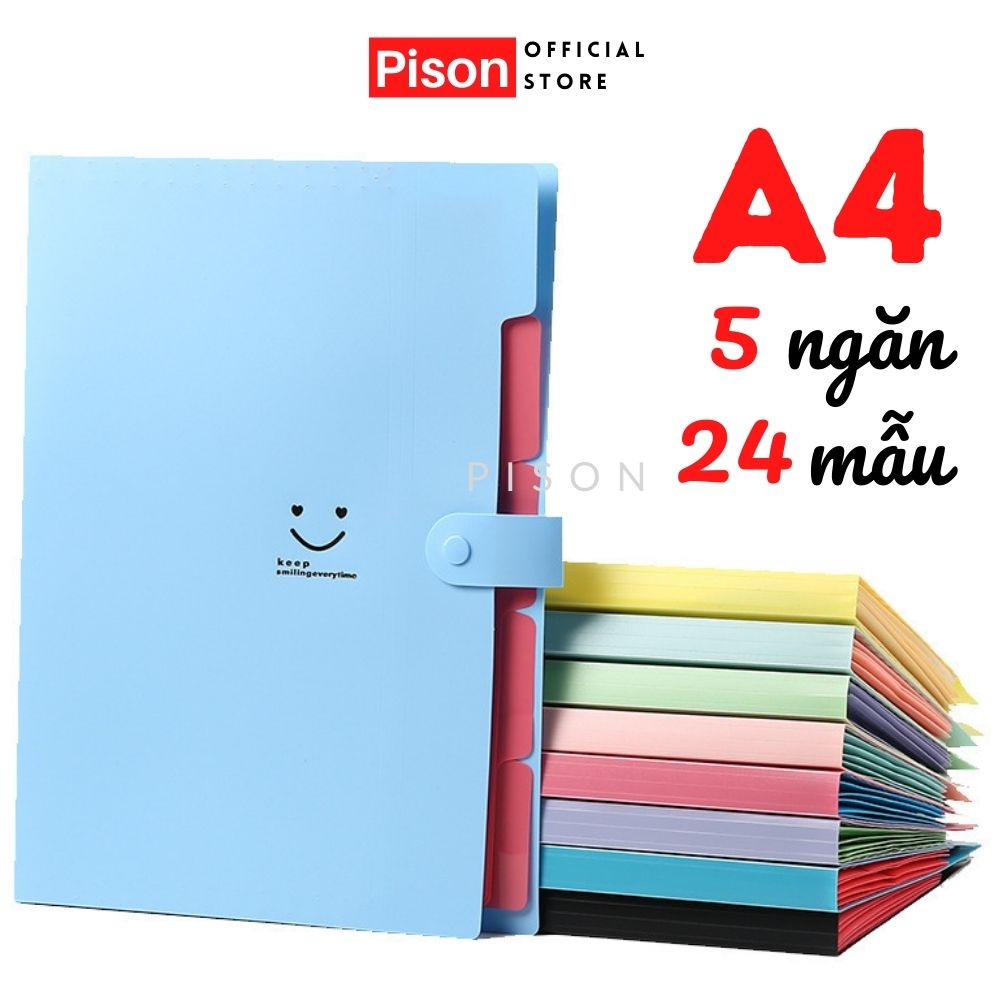 File đựng tài liệu khổ A4 5 ngăn nhiều mẫu Pison, kẹp tài liệu
