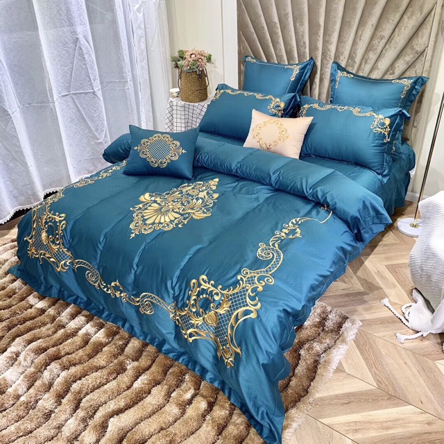 Sét lụa 60s cao cấp xanh 6 món