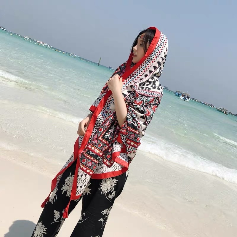 Khăn choàng cổ in thổ cẩm du lịch size 90x180cm