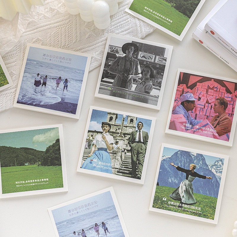 Tập 30 tấm giấy nhớ, ghi chú phong cảnh nhân vật