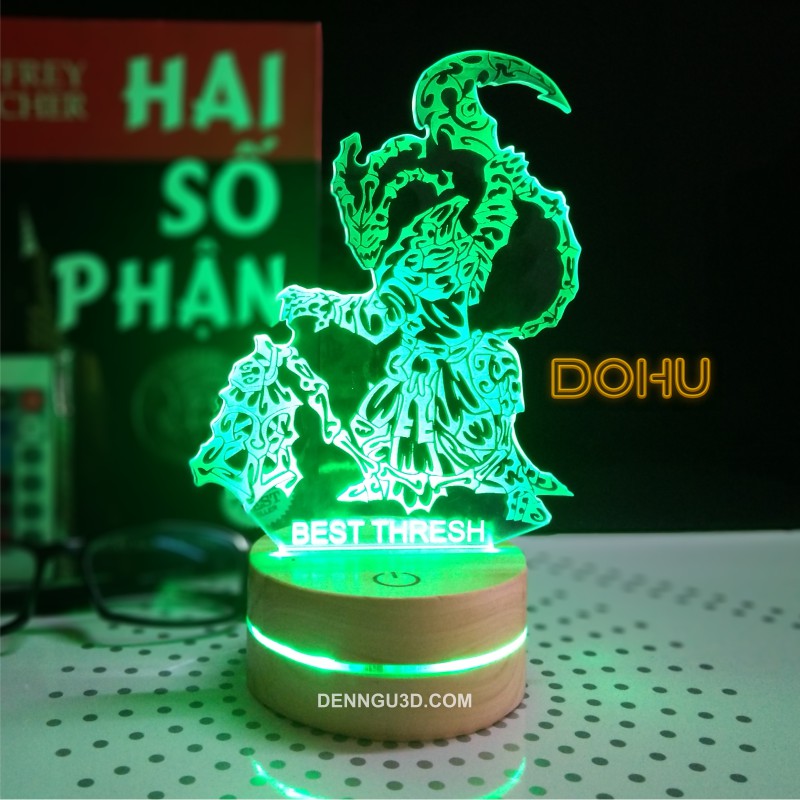 Đèn Ngủ 3D  Khắc Hình BEST THRESH 16 Màu Kèm Điều Khiển, Cáp Sạc