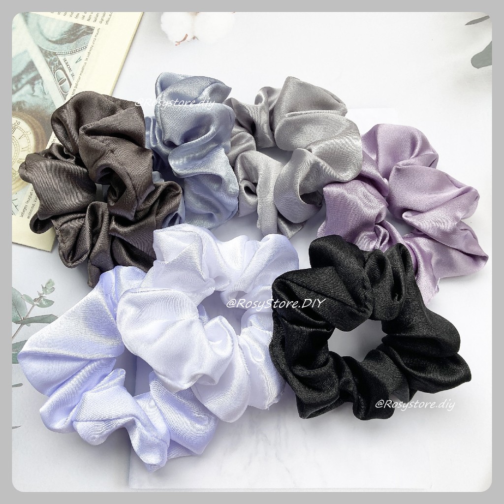 [Ảnh thật]CỘT TÓC VẢI SCRUNCHIES LỤA SATIN TÔNG ĐEN TRẮNG SANG TRỌNG-THỜI TRANG HÀN QUỐC NỮ PHỤ KIỆN GIÁ RẺ ĐẸP