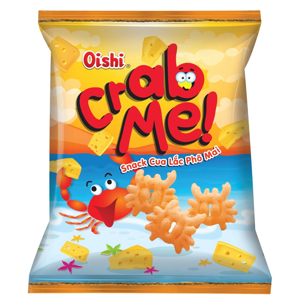 Combo2 - 6 gói snack Oishi 35g (Snack: Cua Lắc Phô Mai, 4X Vị Cay, Phomat Miếng, Bắp Ngọt, Bắp Vị Sữa, Tôm Cay)