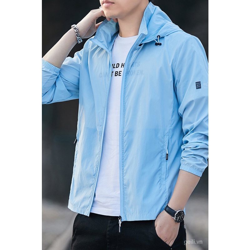 [Hàng mới về] Áo khoác thể thao siêu mỏng thoáng khí chống nắng chống tia uv có mũ trùm trong suốt dành cho nam và nữ