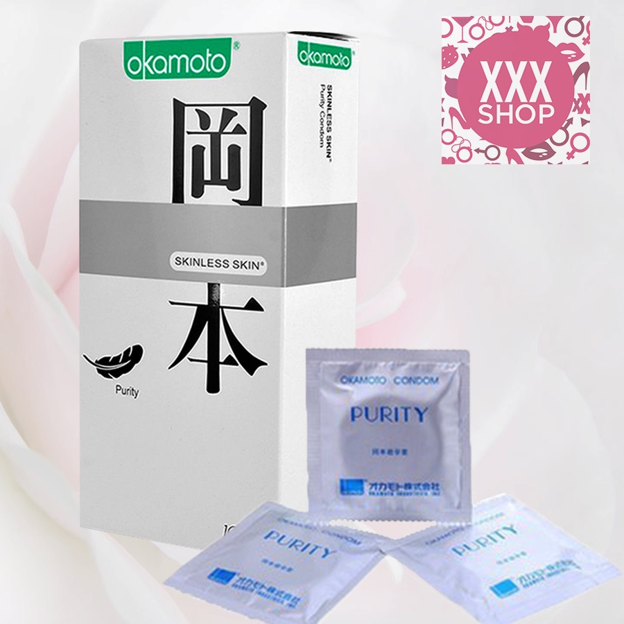 [Chính Hãng] Bao cao su Okamoto Skinless Skin Purity sáng bóng mềm mại - Hộp 10 cái