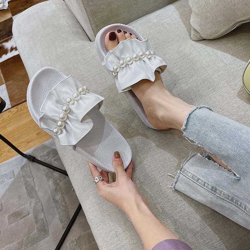 SALE —-Dép lê đế xốp quai nhún bèo đính cườm BIG SIZE 35-42