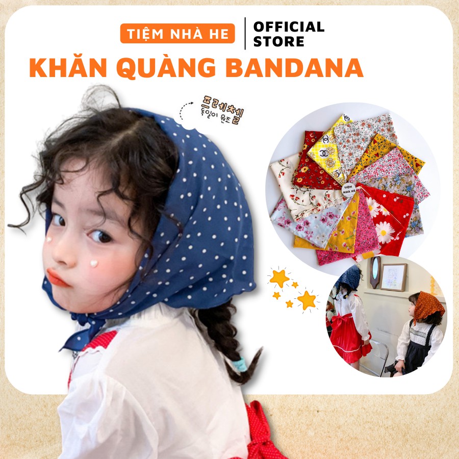 Khăn Bandana Đội Đầu Turban Dài Quàng Cổ Cute Cho Bé Tiệm Nhà He size 50x50cm