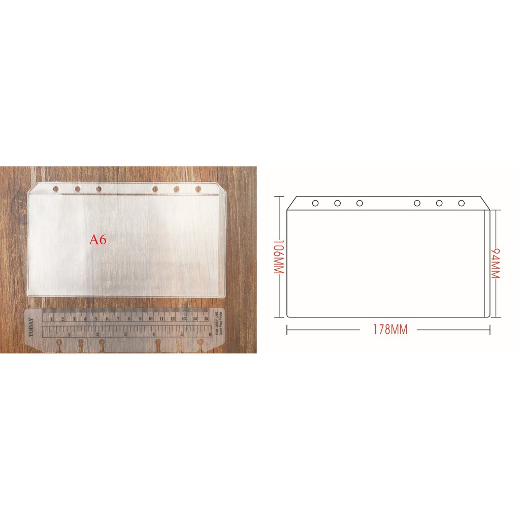 Túi PVC Phụ Kiện Sổ Còng A6 6 Lỗ, A5 6 Lỗ, B5 9 - 26 Lỗ, A4 4 Lỗ Làm Sổ Tiết Kiệm