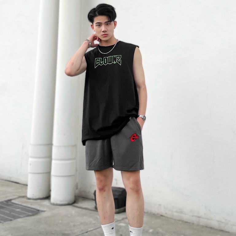 Quần đùi short trơn local brand Clownz C-star nỉ da cá nam nữ thể thao