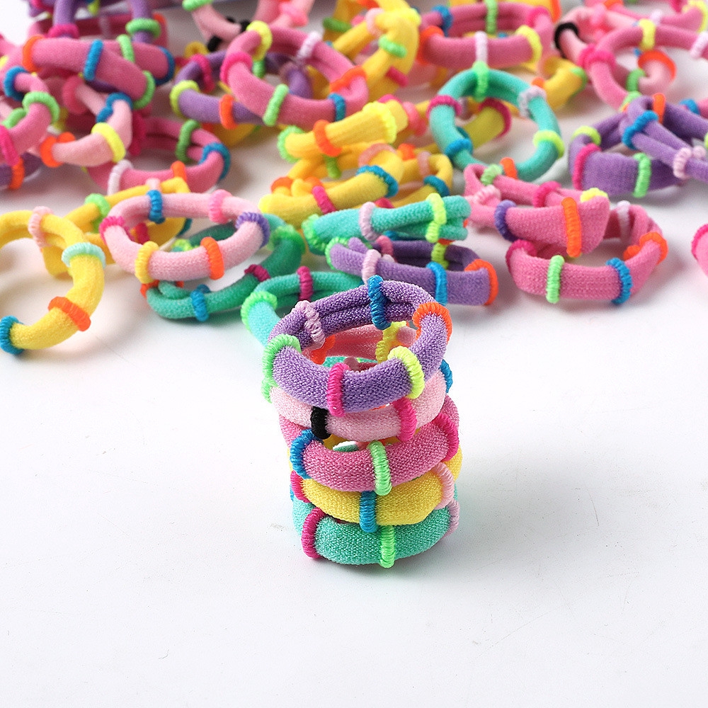 Hộp 100 Dây Thun Buộc Tóc Nhiều Màu Sắc Cho Bé Gái