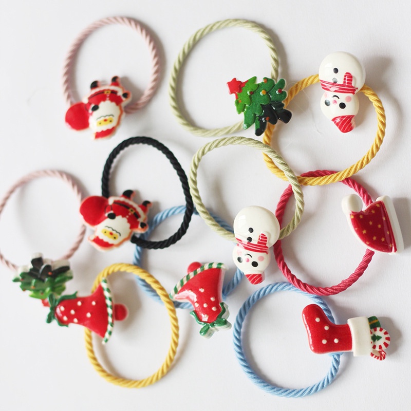 Dây thun cột tóc hình tuần lộc Santa Claus người tuyết giáng sinh năm mới cho trẻ em