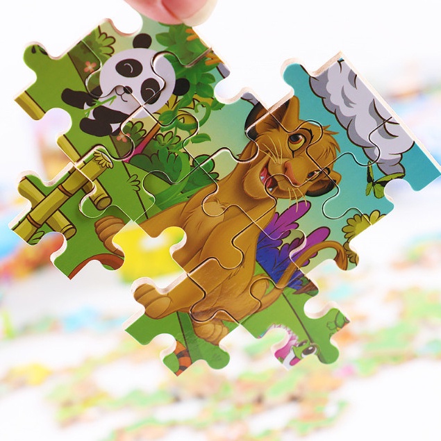 Đồ chơi ghép hình 60 mảnh hộp sắt. Tranh kích thước 14 x 22.5 cm, Đồ chơi trẻ em lắp ráp tranh ghép gỗ BAPKIDS