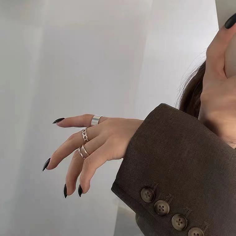 Set 3 nhẫn đeo tay kim loại phong cách Retro thời trang cho nữ