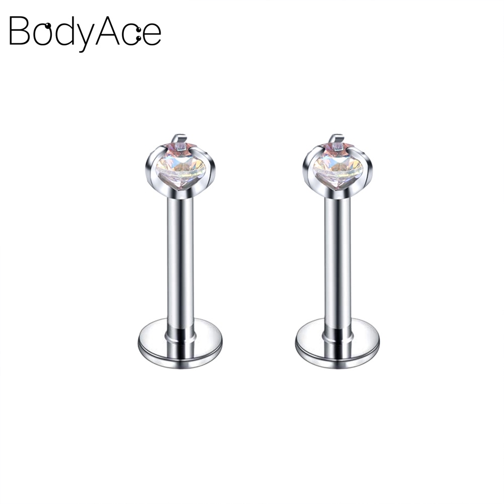 Set 2 khuyên tai/ môi bằng thép không gỉ đính đá thời trang