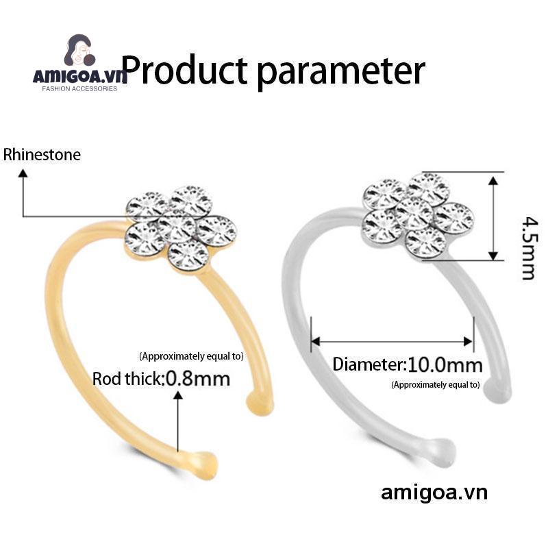 ✨✨Khuyên Mũi Dạng Chữ C Bằng Thép Không Gỉ Đính Đá Thời Trang