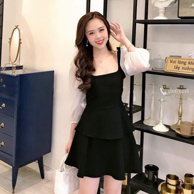 Váy tầng xoè pha tay