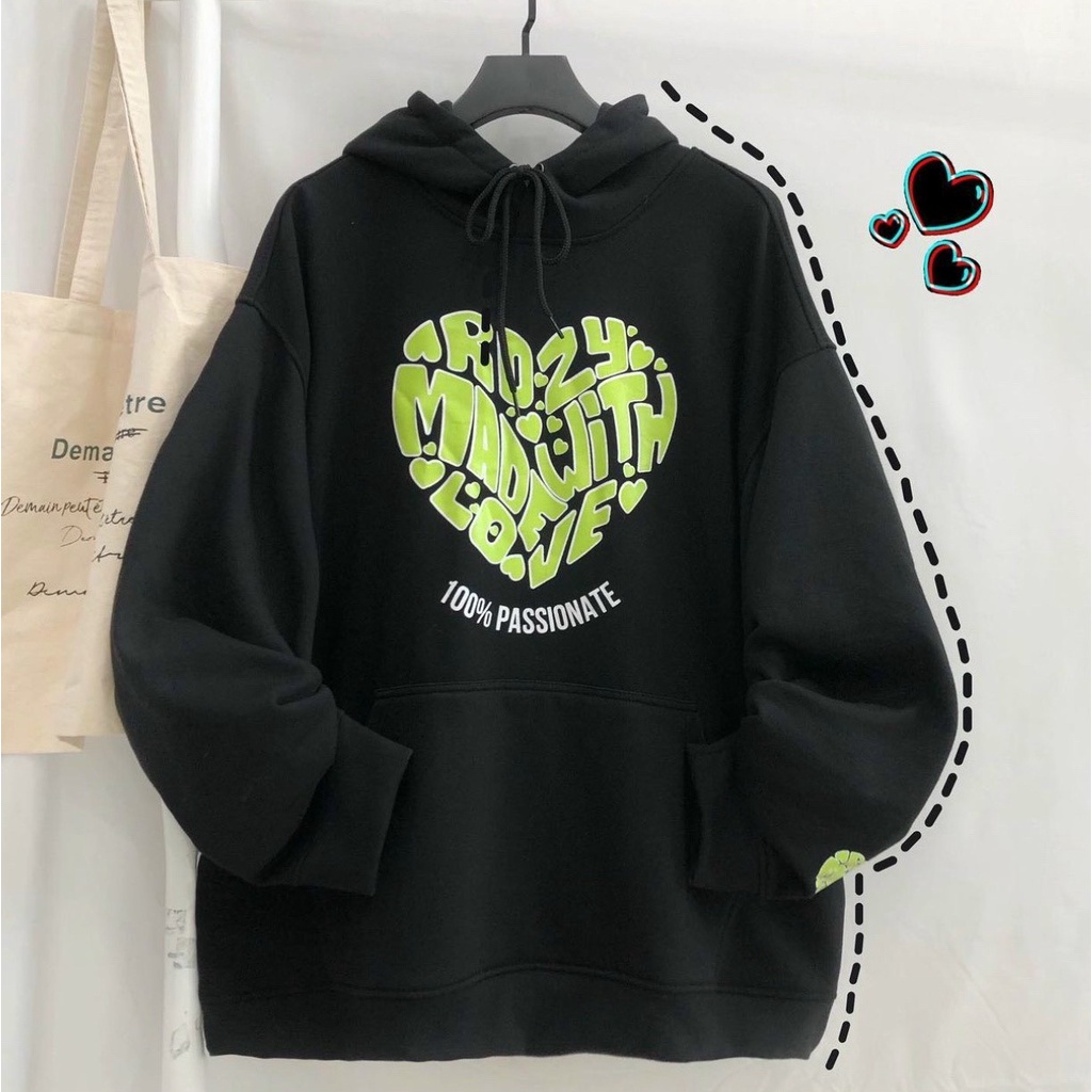 Áo Khoác Hoodie nữ in hình Tim 3D ❤️ Áo khoác unisex ❤️ Áo khoác Thun nỉ form 70kg đổ lại siêu kute