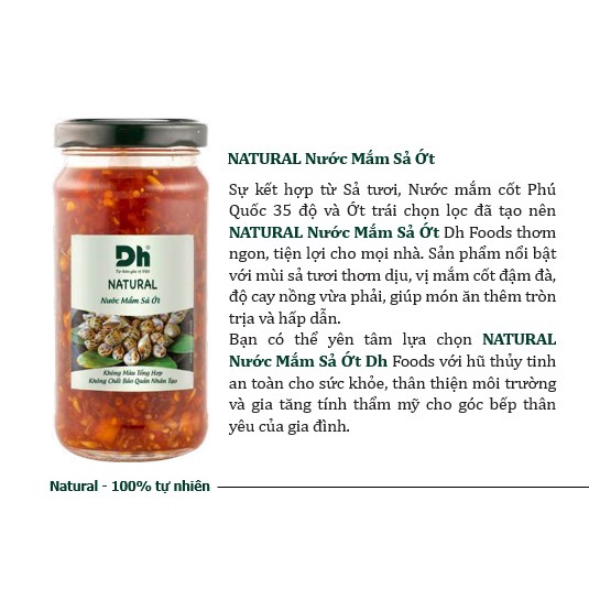 Nước mắm sả ớt Natural Dh Foods pha sẵn thành phần tự nhiên lọ 200ml