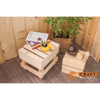 Ghế đẩu gỗ thông - Nội thất quán cà phê Vintage