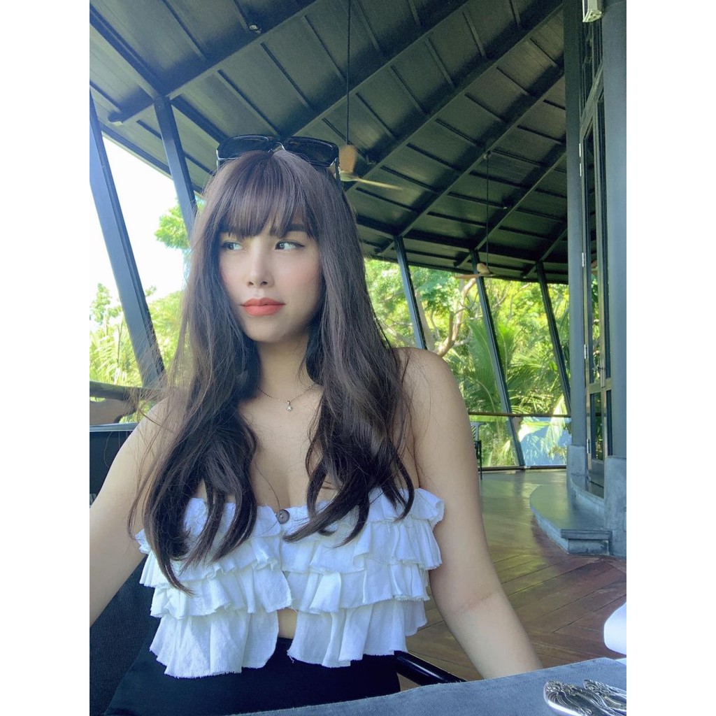 Áo 2 Dây Croptop Bèo 4 Tầng Nút Gỗ (TRẮNG) | BigBuy360 - bigbuy360.vn