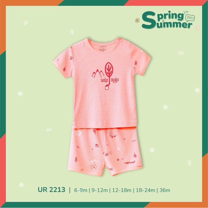 UR2213 Bộ cộc cài vai Uala Rogo vải sợi sen (6-36M)