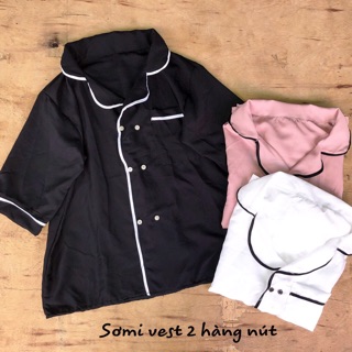 [Hot Trend] Áo Sơ Mi Cổ Vest (3 màu hồng,trắng,đen)