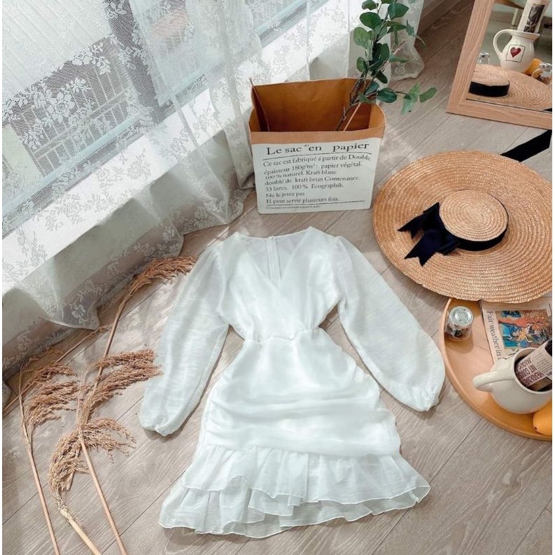 Đầm đắp chéo tơ oagnza