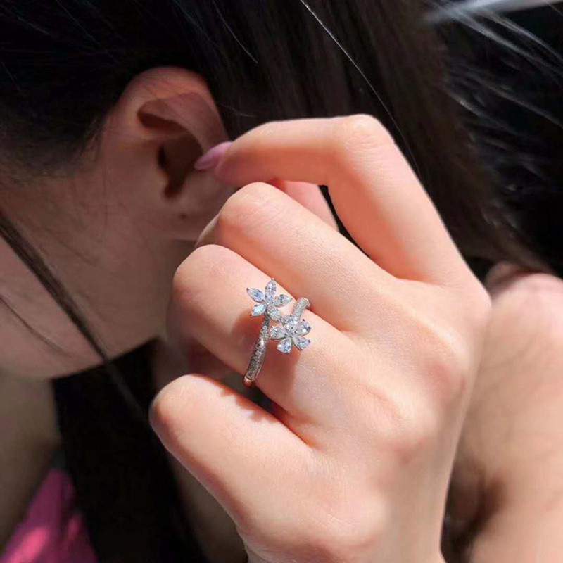 Nhẫn đeo ngón tay đính đá zircon thời trang mới tinh tế dành cho nữ