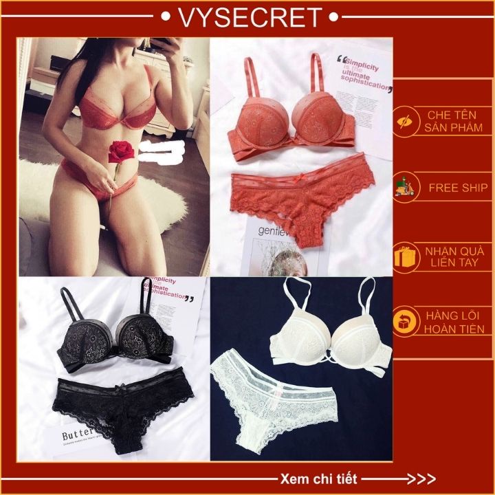 BỘ ĐỒ LÓT VICKY REN 💥SIÊU PHẨM  💥 💥 FEESHIP 💥 mút kép đẩy ngực.phom ngực tròn siêu tạo khe. | BigBuy360 - bigbuy360.vn
