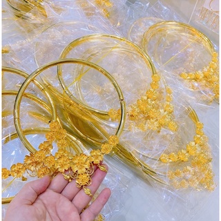 Kiềng hoa cưới cô dâu chạm 7 bông hoa mai dát vàng 24 cao cấp mẫu mới về