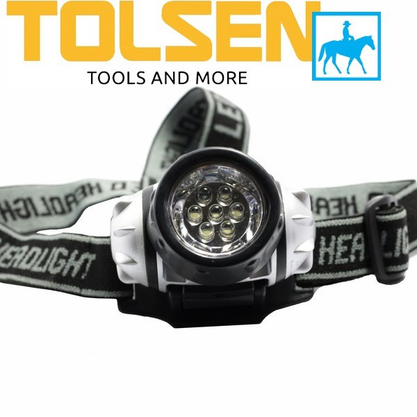 TOLSEN Đèn Đội Đầu Đèn Soi Chiếu Xa 7 LED 50Lumens 60011 Tặng 3 Pin AAA