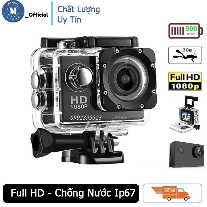 Camera hành trình xe hơi ô tô xe máy chống nước Full HD 1080P, sport A9 Góc nhìn140 độ Chống rung, cắm thẻ 32gb hcm