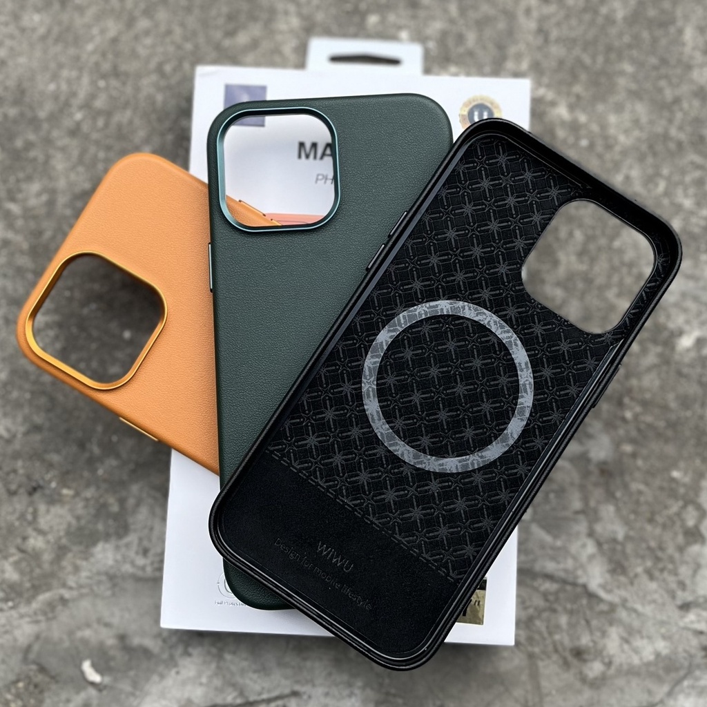 WIWU Leather Case With MagSafe cho  IPhone 13 Pro Max / Ốp lưng da nam châm kèm MagSafe chính hãng