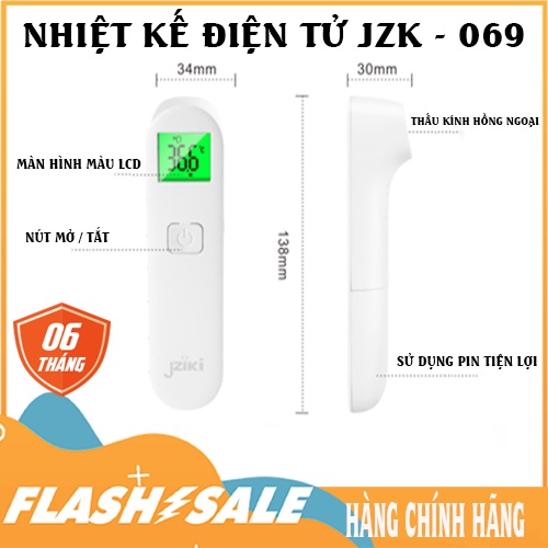 Nhiệt Kế Điện Tử Hồng Ngoại JZK - 609 . Bảo hành 6 tháng ( Tặng kèm pin )