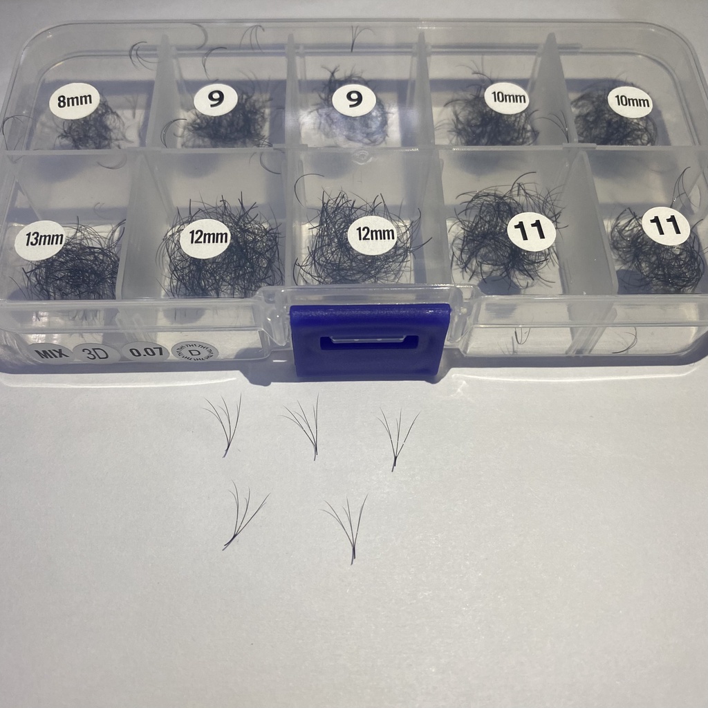 MI FAN 3D MIX (8-13) (9-15) mm _dày 0.07-CONG C-D HỘP 1000 FAN_DỤNG CỤ NỐI MI_THÚY HÀ