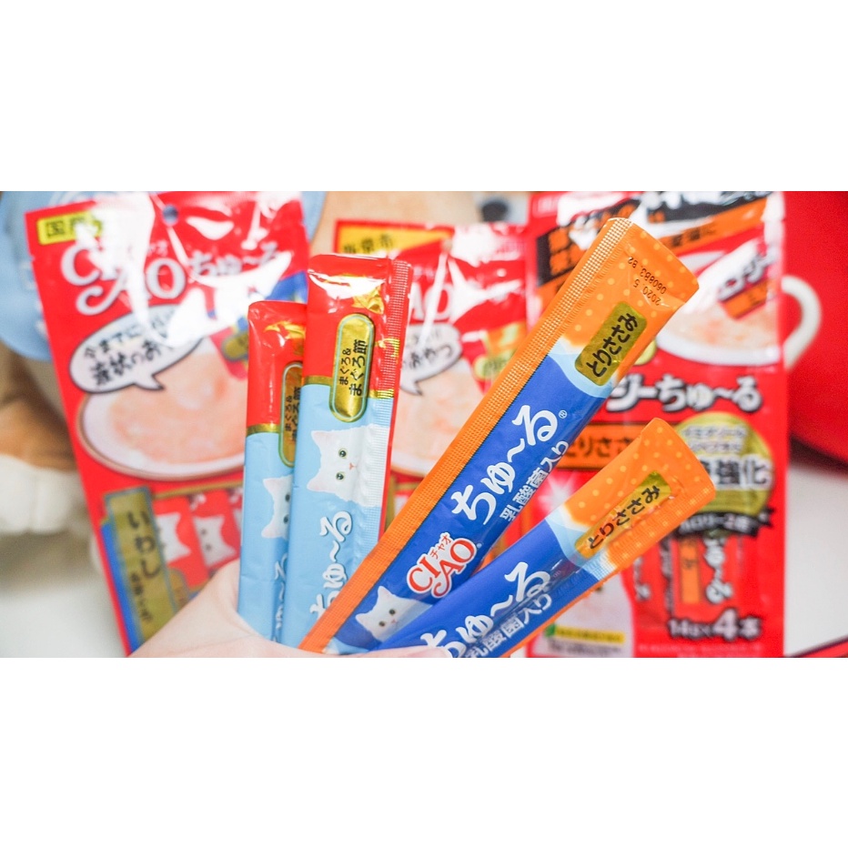 Súp thưởng Ciao Churu, súp thưởng cho mèo gói 4 thanh 14gr