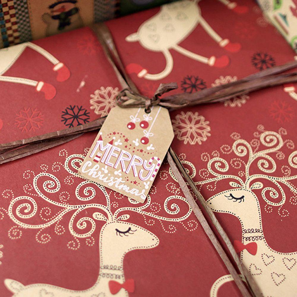 WTTLE Nhãn Giấy Kraft Trang Trí Giáng Sinh Hình Tuần Lộc / Ông Già Noel